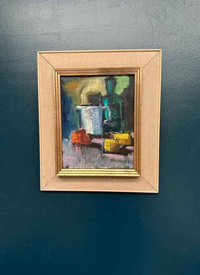 Original Swedish Oil on Canvas – Abstract Still Life – Signed – Vintage