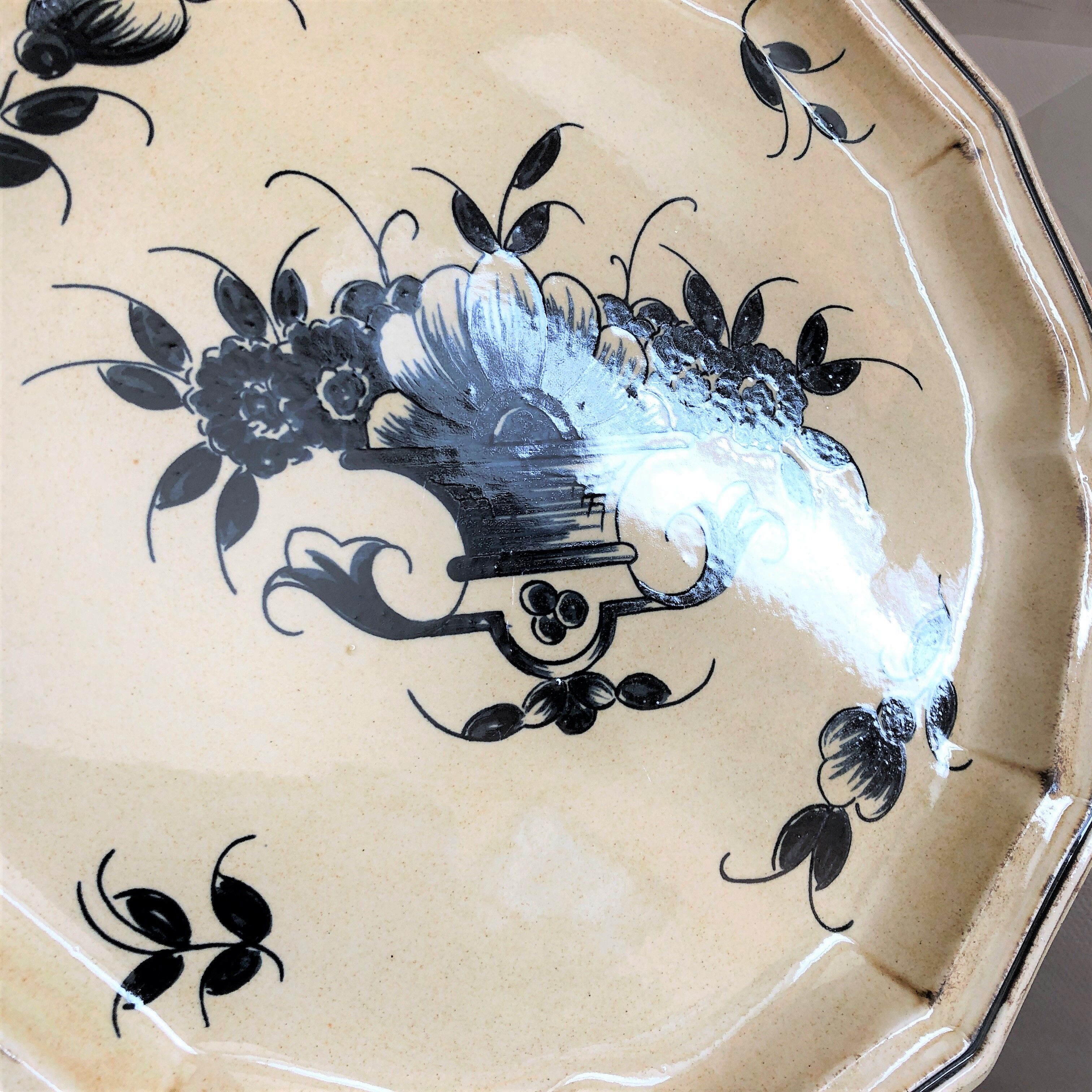 Decorative plate earthenware from Salins France decoration Basket