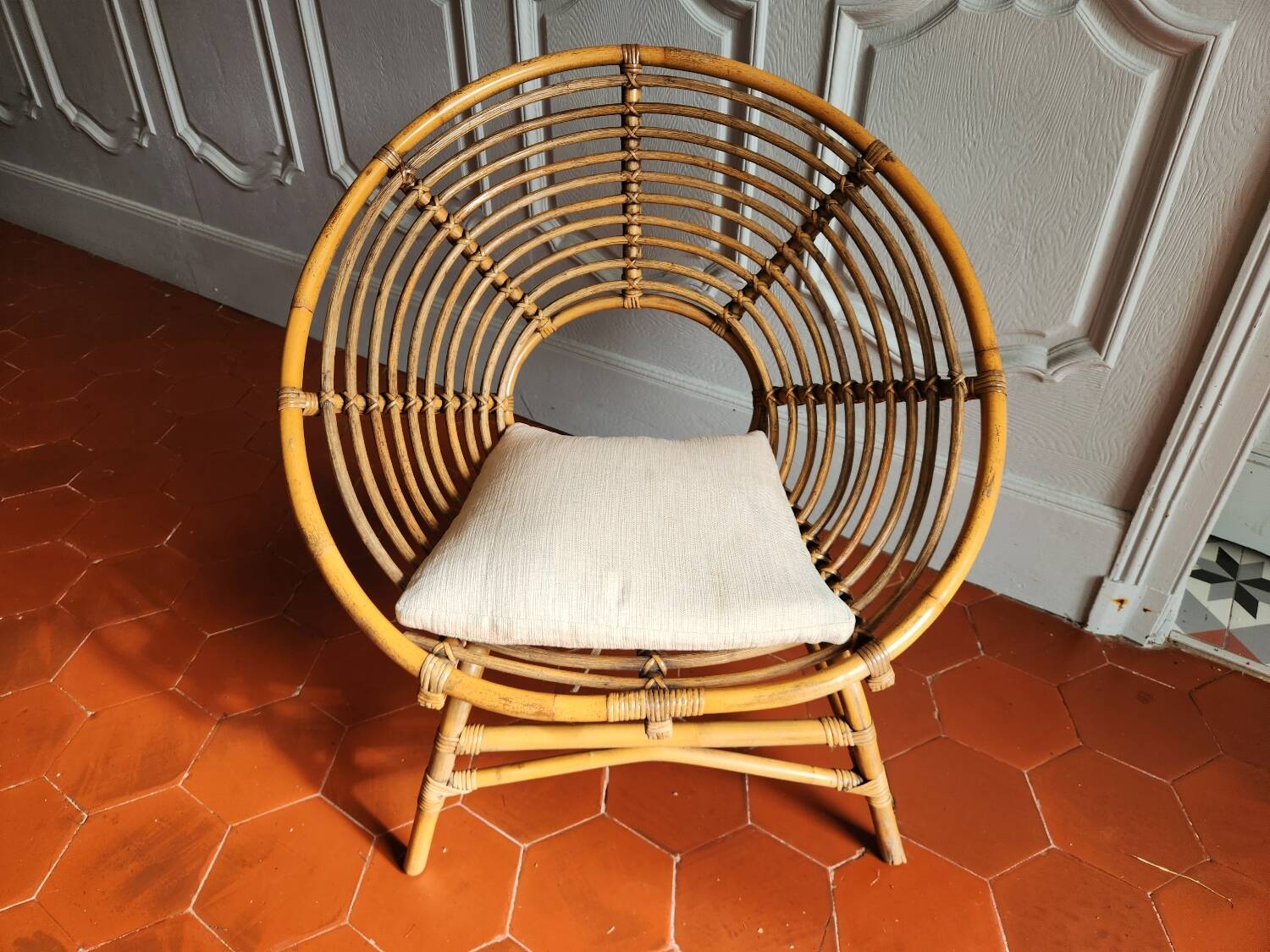 Large rattan armchair from the 70s