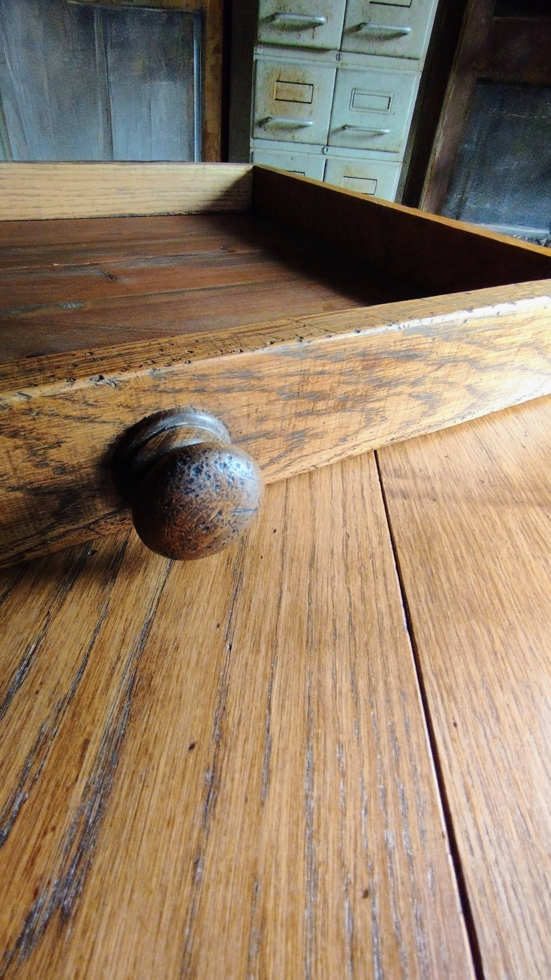 Solid oak farmhouse table, 270x120 cm, with 4 drawers