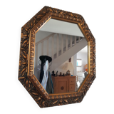 Octagonal mirror in wood 44x51cm