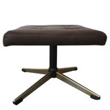 Tabouret repose pied cuir brun 1970