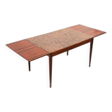 Unique vintage design Brutalist extendable dining table with copper top