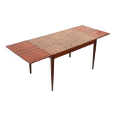 Unique vintage design Brutalist extendable dining table with copper top