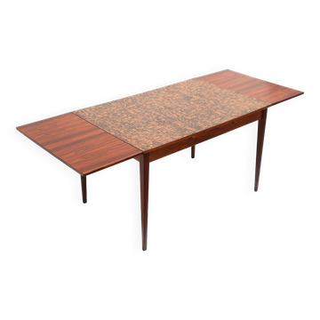 Unique vintage design Brutalist extendable dining table with copper top