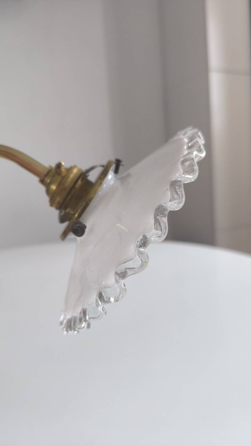Wall lamp in gilded brass and mini opaline 1930