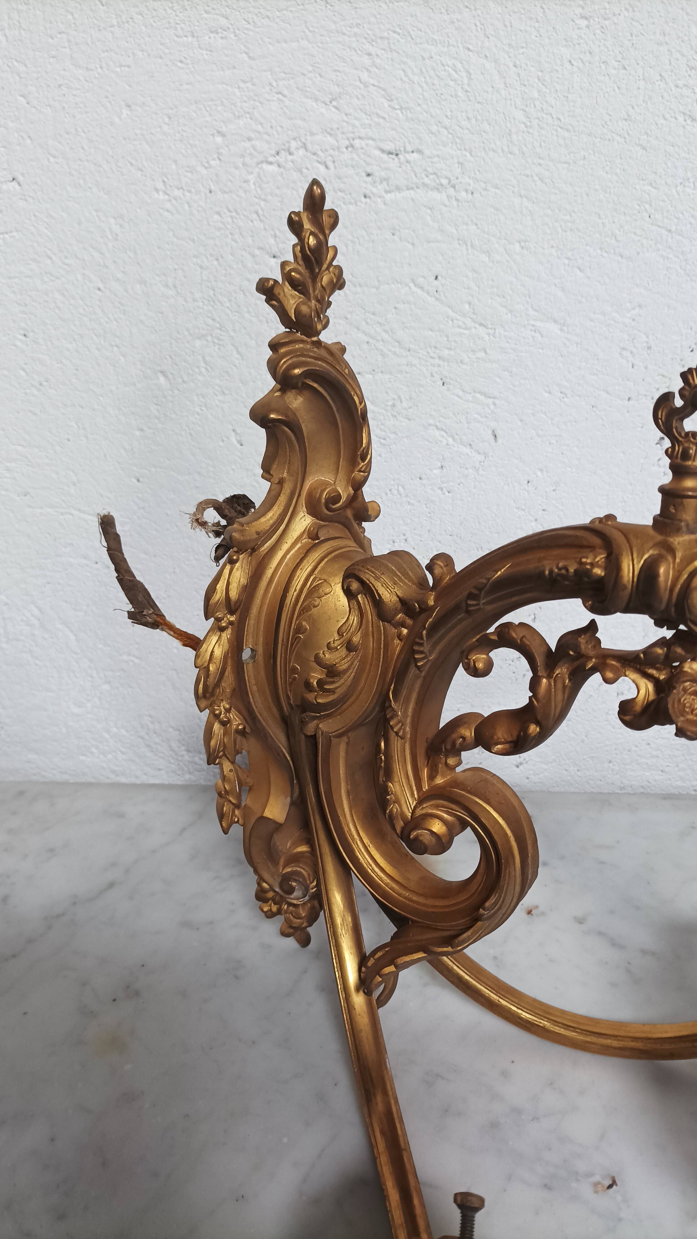 Pair of large Napoleon III bronze wall lights