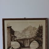Vintage signed monochrome watercolors