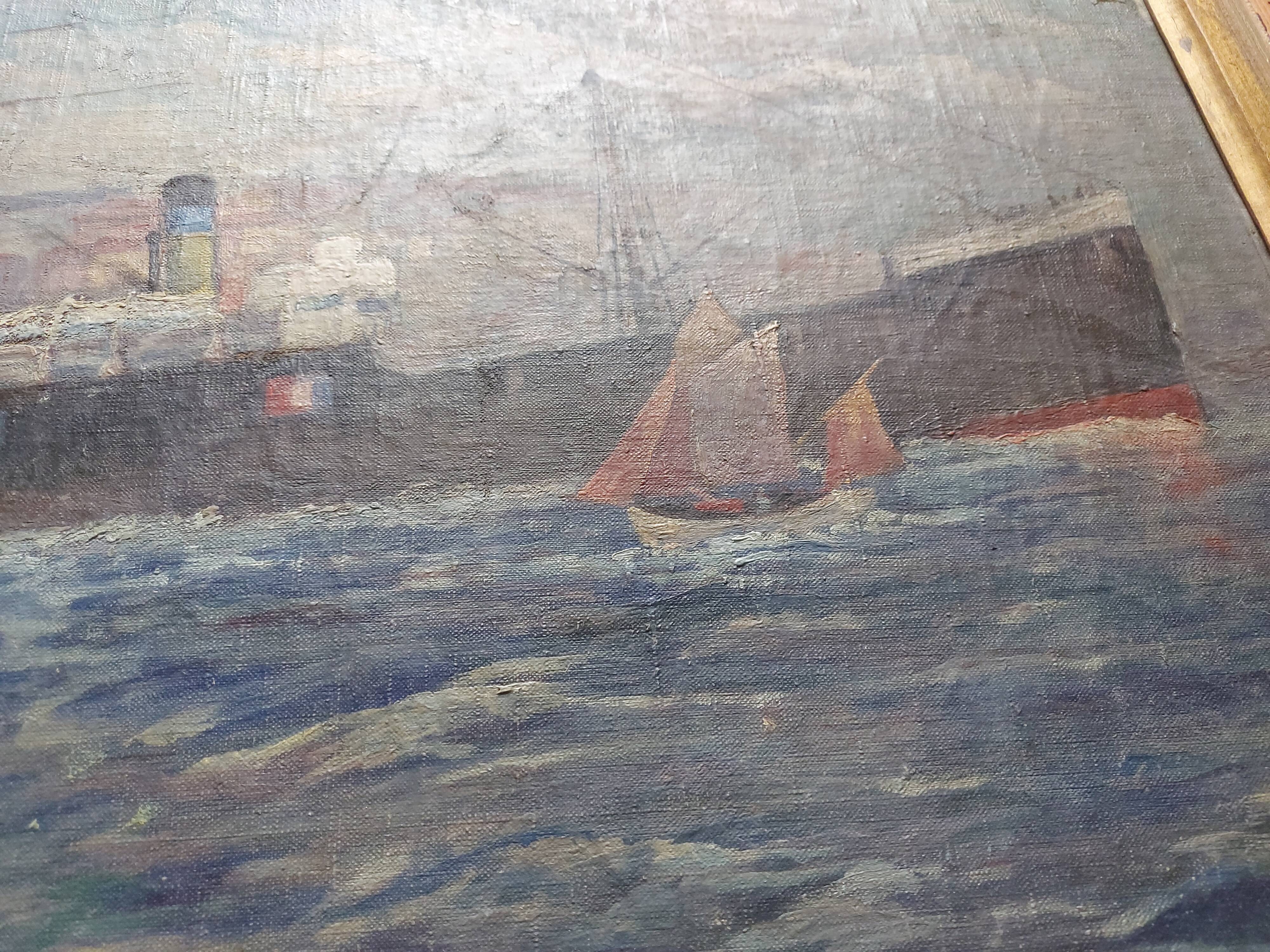 Marine , boat , entrance to the port of Marseille ( le panier )