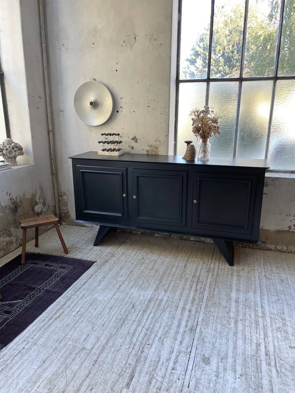 60s brutalist black sideboard