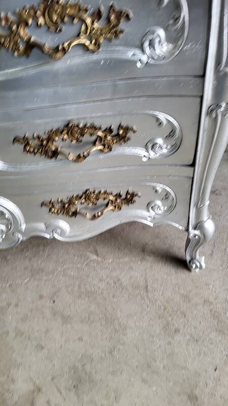 Commode style louis XV argente 3 tiroirs