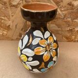 Antique glazed terracotta vase flower decor made in italy vintage