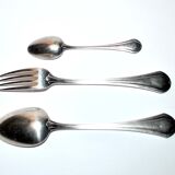 Christofle table cutlery printania art deco 3p fork, spoons soup + coffee 1920