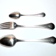 Couverts de table printania art deco 3p fourchette, cuillères soupe, café 1920 Christofle