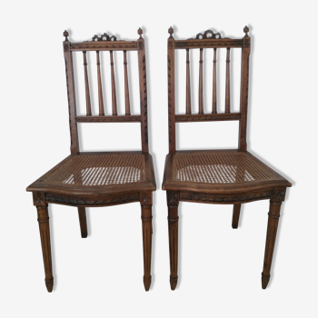 2 chaises cannées style Henri II