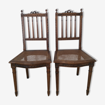 2 Henry II style canne chairs