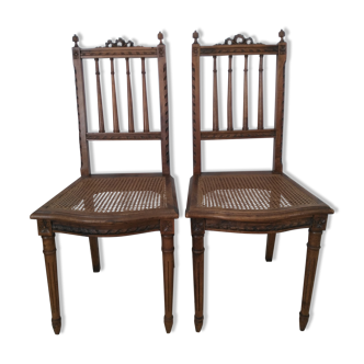 2 Henry II style canne chairs