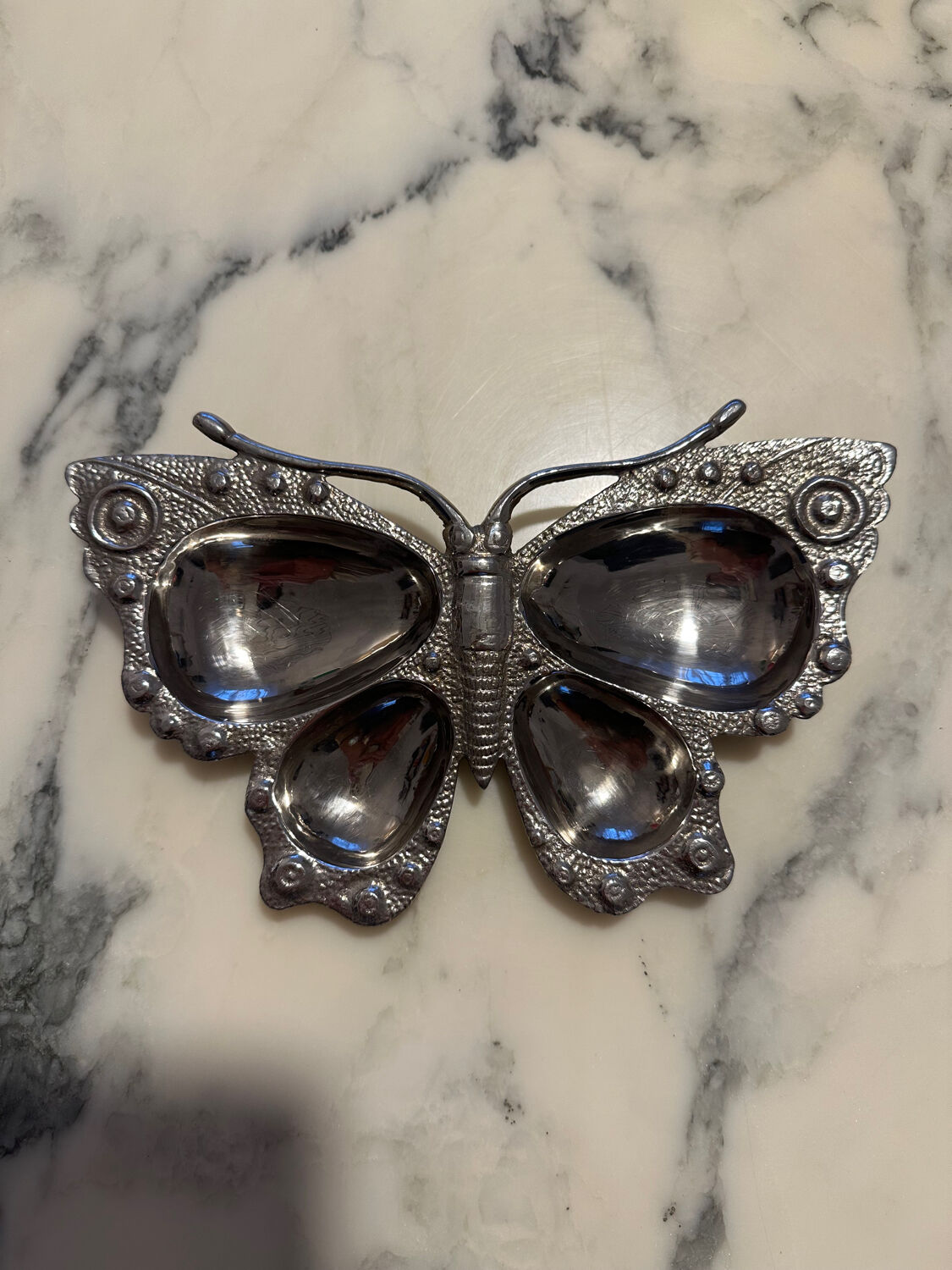Vintage silver-plated butterfly catchall tray