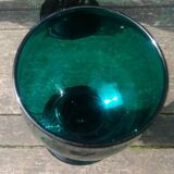 Six Roemer glasses in green blown crystal with "pastilles" decoration