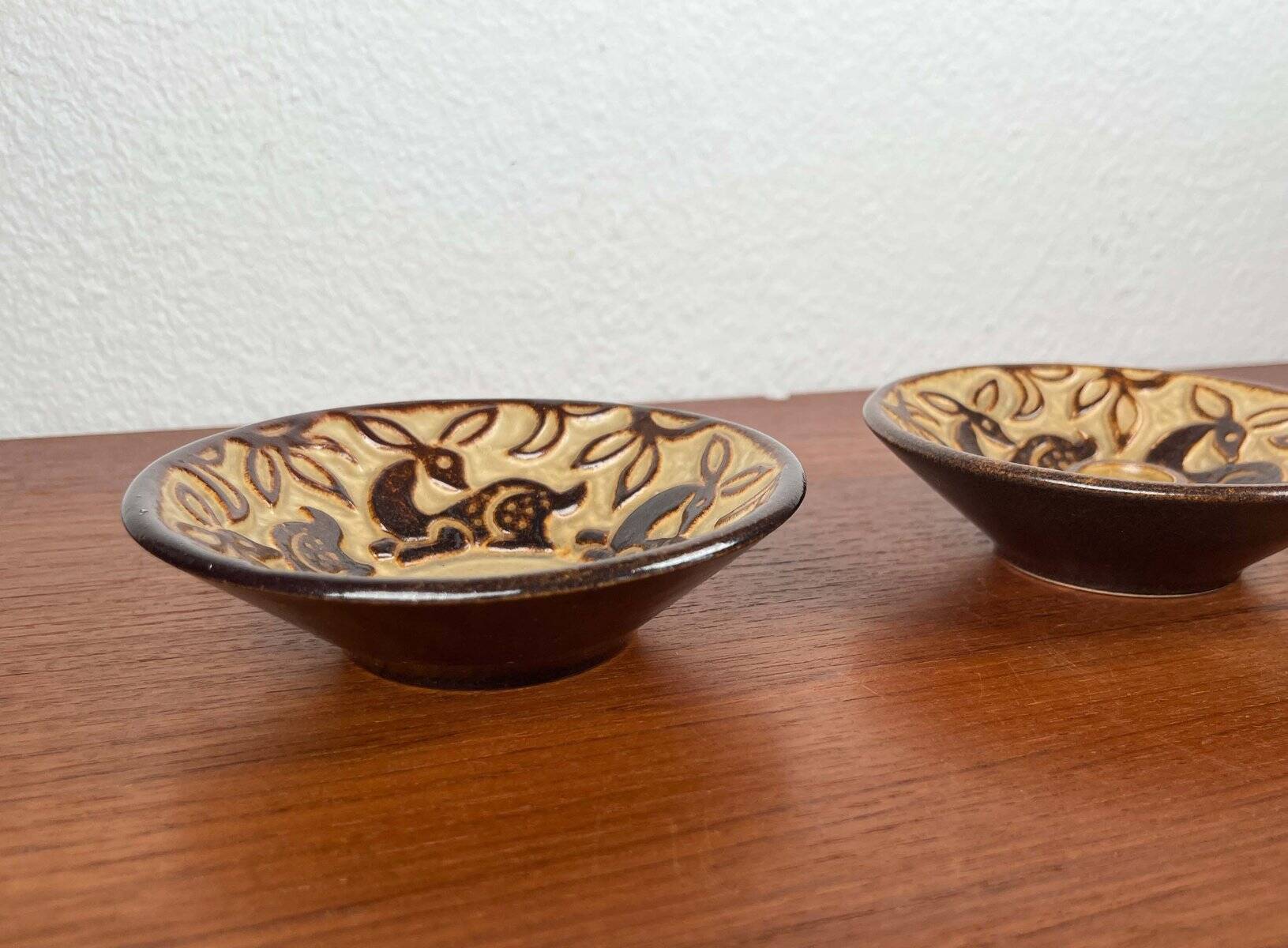 Bols et porte-bougie en poterie d'atelier danoise du milieu du siècle moderne de Michael Andersen Keramik, années 1960, lot de 3