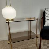 Modernist brass and smoked glass table - 1970s gallery style.