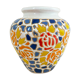 Mosaic vase signed floral decoration