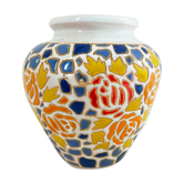 Mosaic vase signed floral decoration