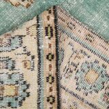 Tapis oriental vintage vert et crème 5x8 157x235 cm SK 24776