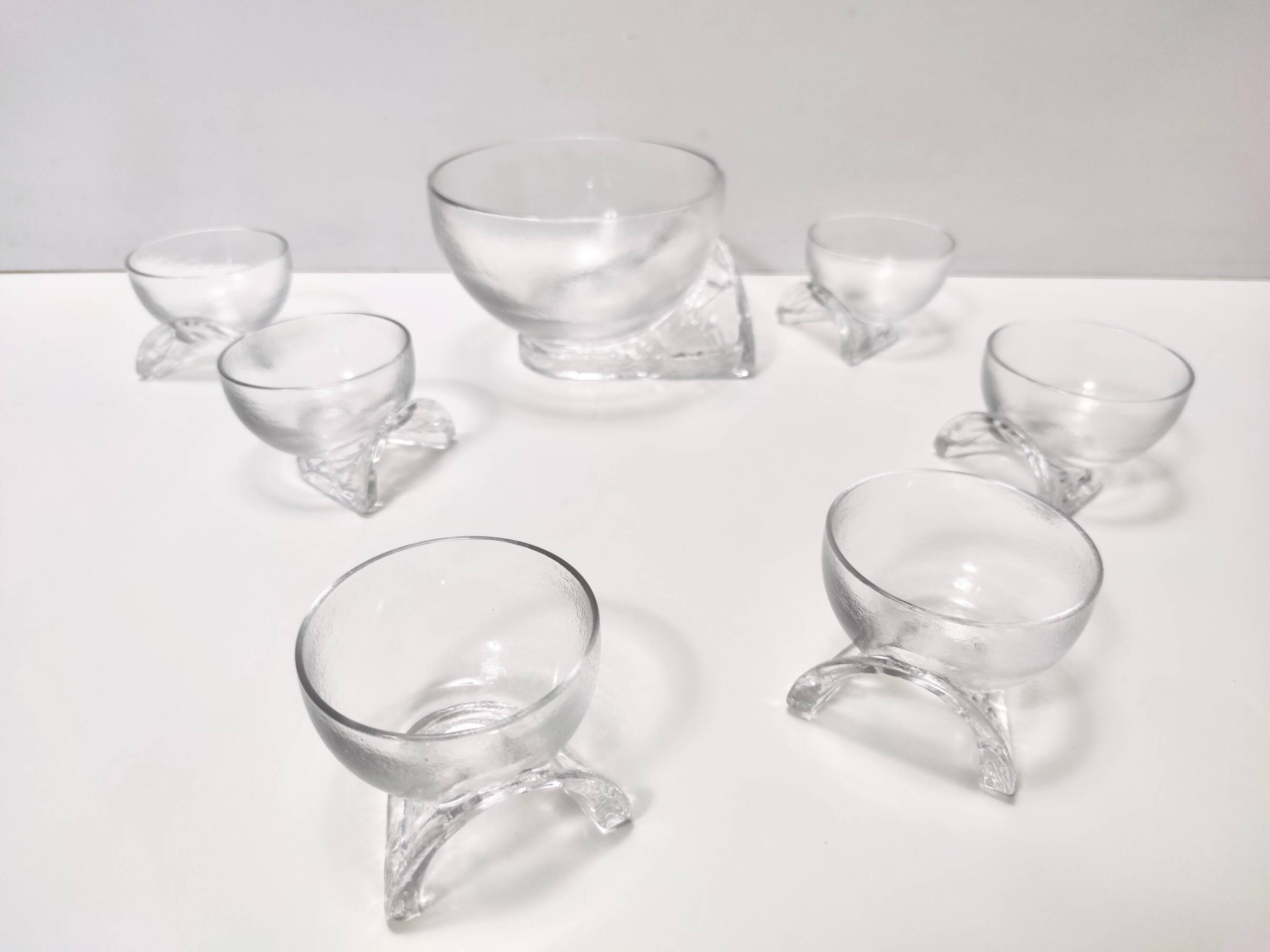 Set of Seven Crystal Serving Bowls by Taddei Sestini for Kristall Krisla