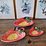 Strawberry slip bowls and dishes on feet