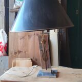 Lamp in chromed metal and bronze circa 1970