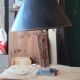 Chrome and bronze metal lamp, circa 1970