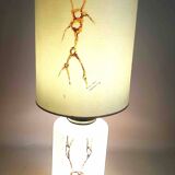 Double lighting floor lamp, white opaline, frosted effect, brown marbling, height 95 cm
