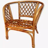 Ensemble de deux fauteuils vintage rotin déco bohème