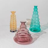 Turquoise Murano Glass Vase by Enrico Coveri, 1980s Italy – Wavy Bubble Silhouette in Transparent Glass