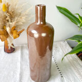 Vintage iridescent brown stoneware bottle