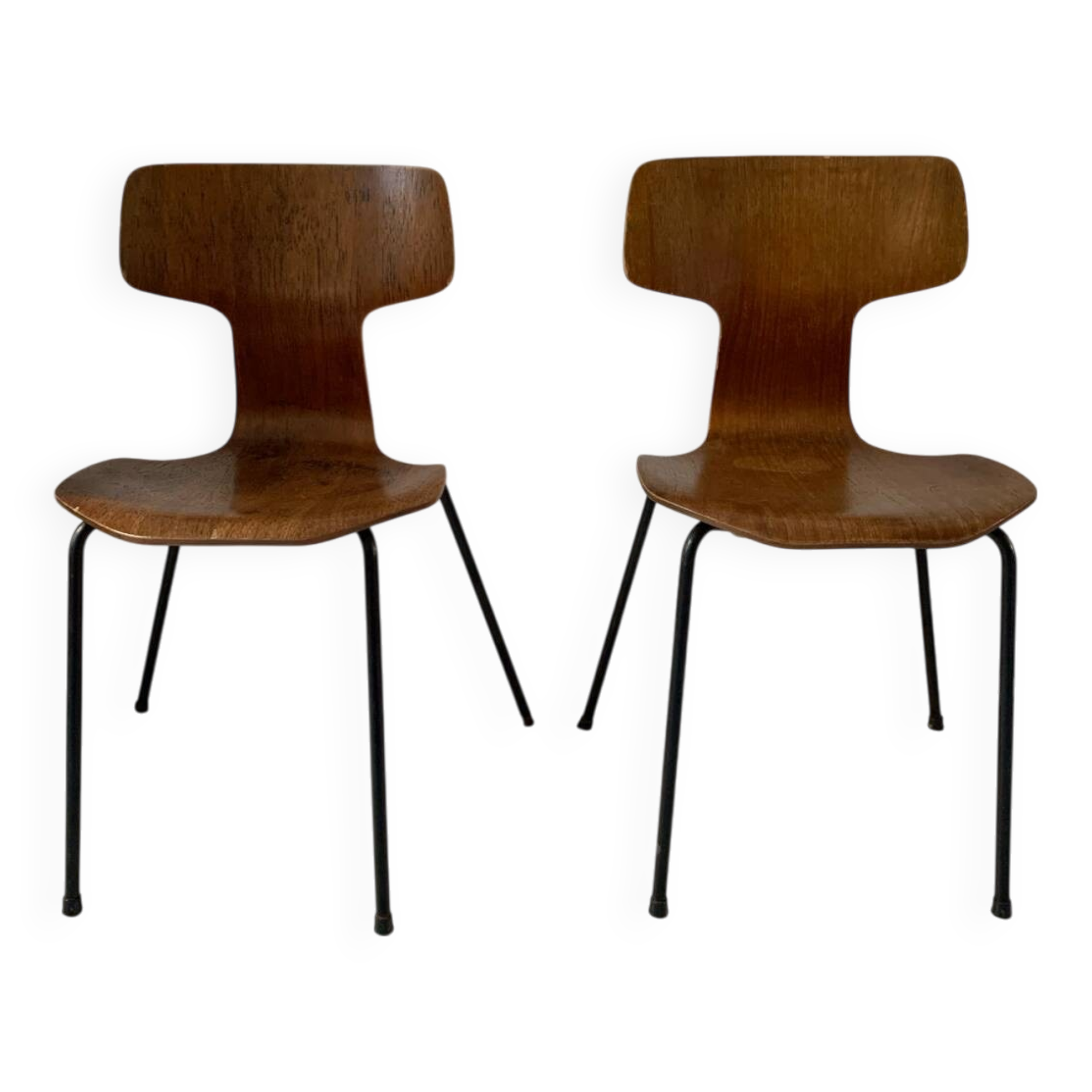 Two Arne Jacobsen "hammer" chairs