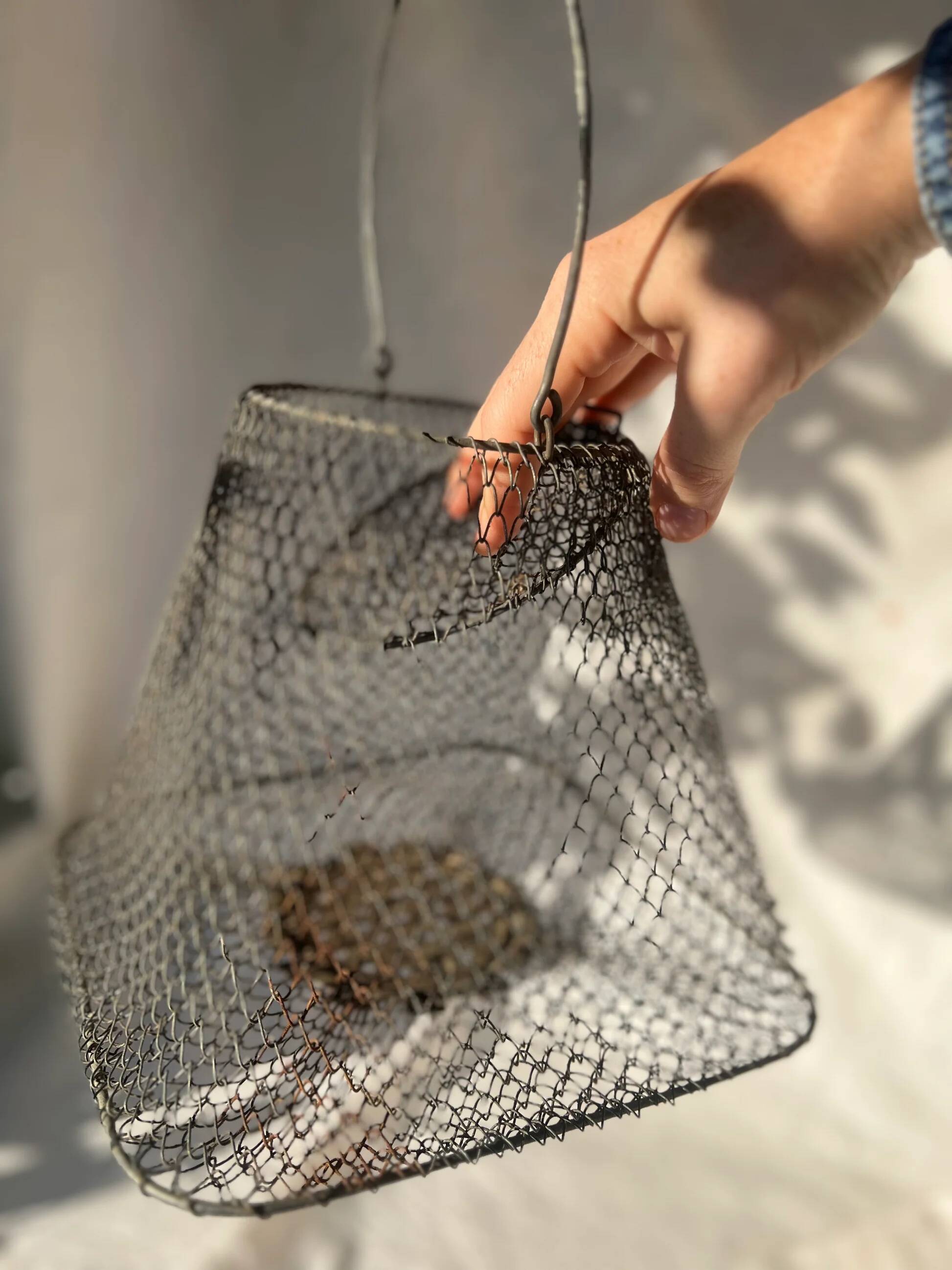 Panier de pêche en treillis métallique français