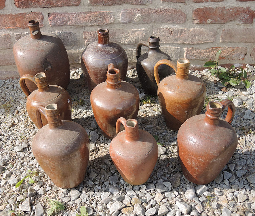 Set of 9 Old Sandstone Amphora Jars
