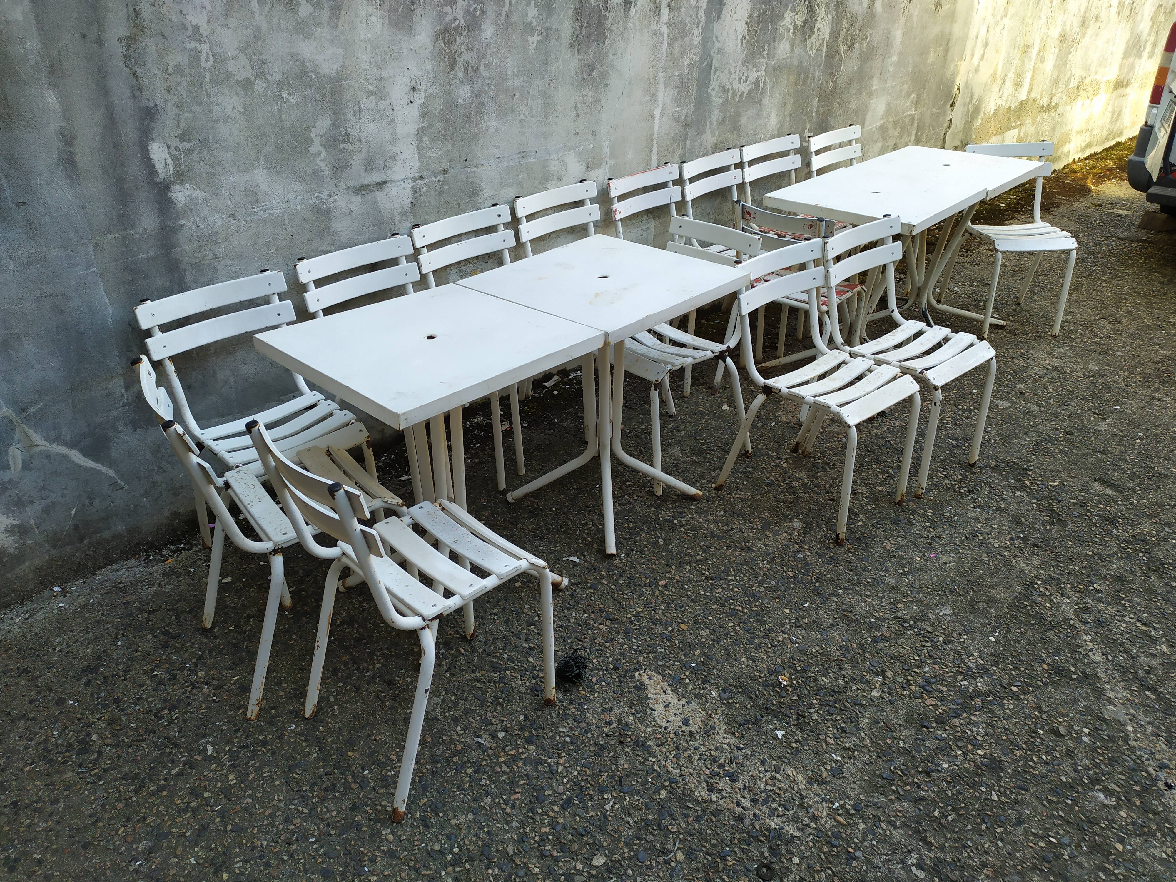 Set of chairs and tables bistro metal