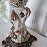 Parrot Candle Holder, Enameled Porcelain and Bronze, Late 19th Century