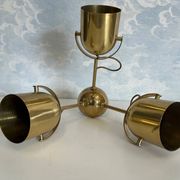 Brass ceiling light with 3 adjustable spotlights by Florian Schulz, Germany, 1970s