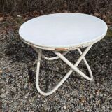 Vintage rattan bamboo tripod table