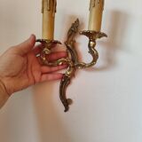 Pair of 19th century Louis XV style gilt bronze wall lights with 2 branches