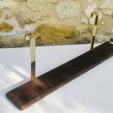Vintage brass and wood hanging wall shelf
