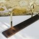 Vintage brass and wood hanging wall shelf