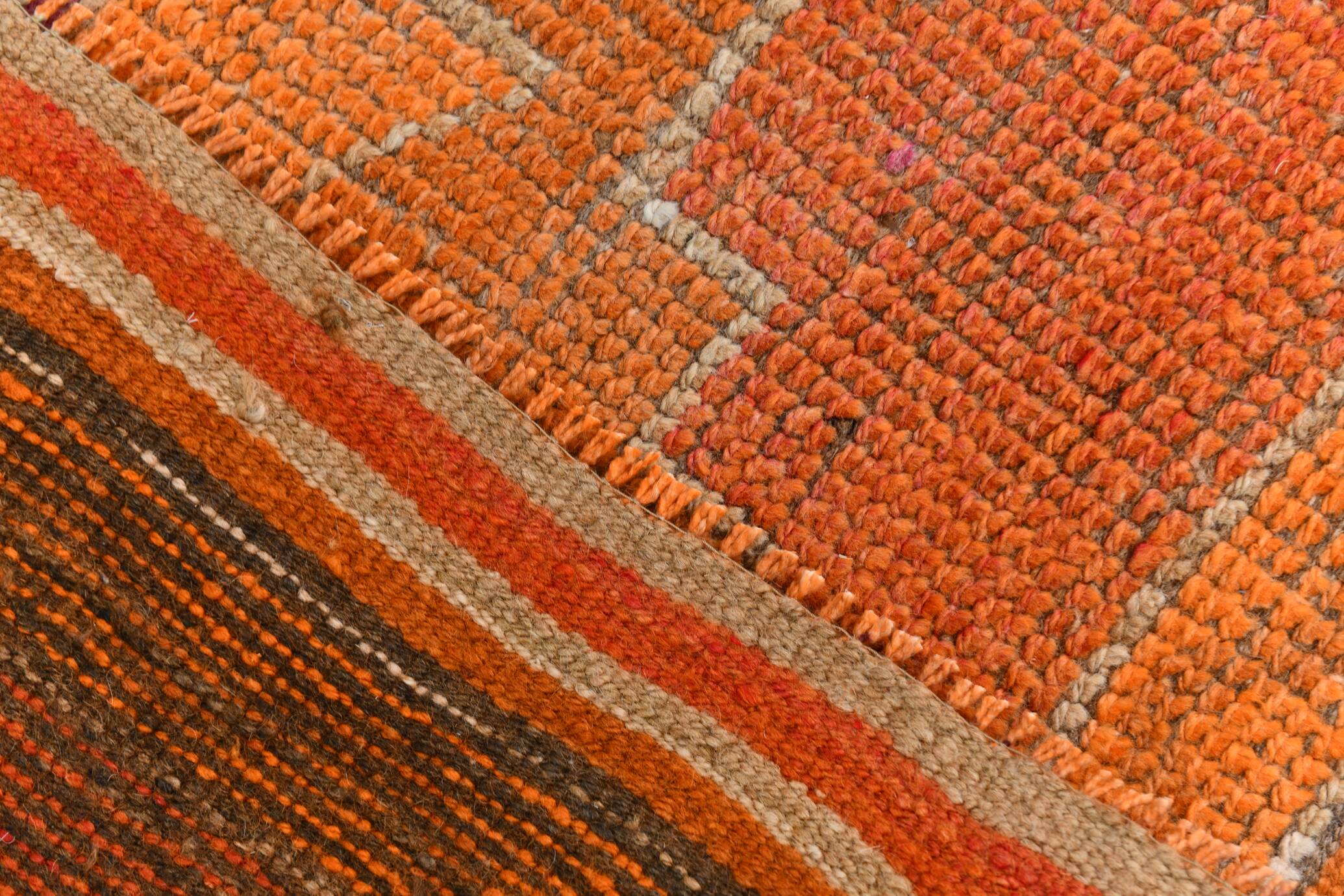 Orange & Pink Oushak Runner Rug, 103x325Cm