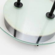 Vintage black metal table lamp with frosted glass disc, Italy, Postmodern Memphis 1980s