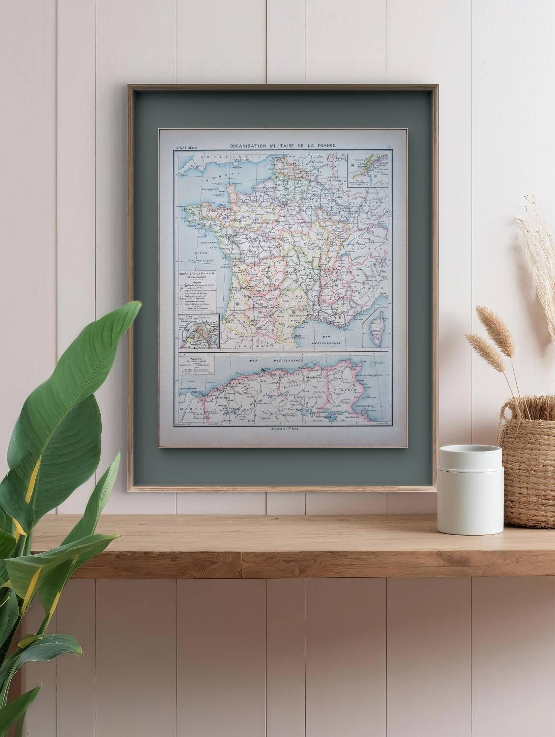 Military map of France, original printed in 1896.