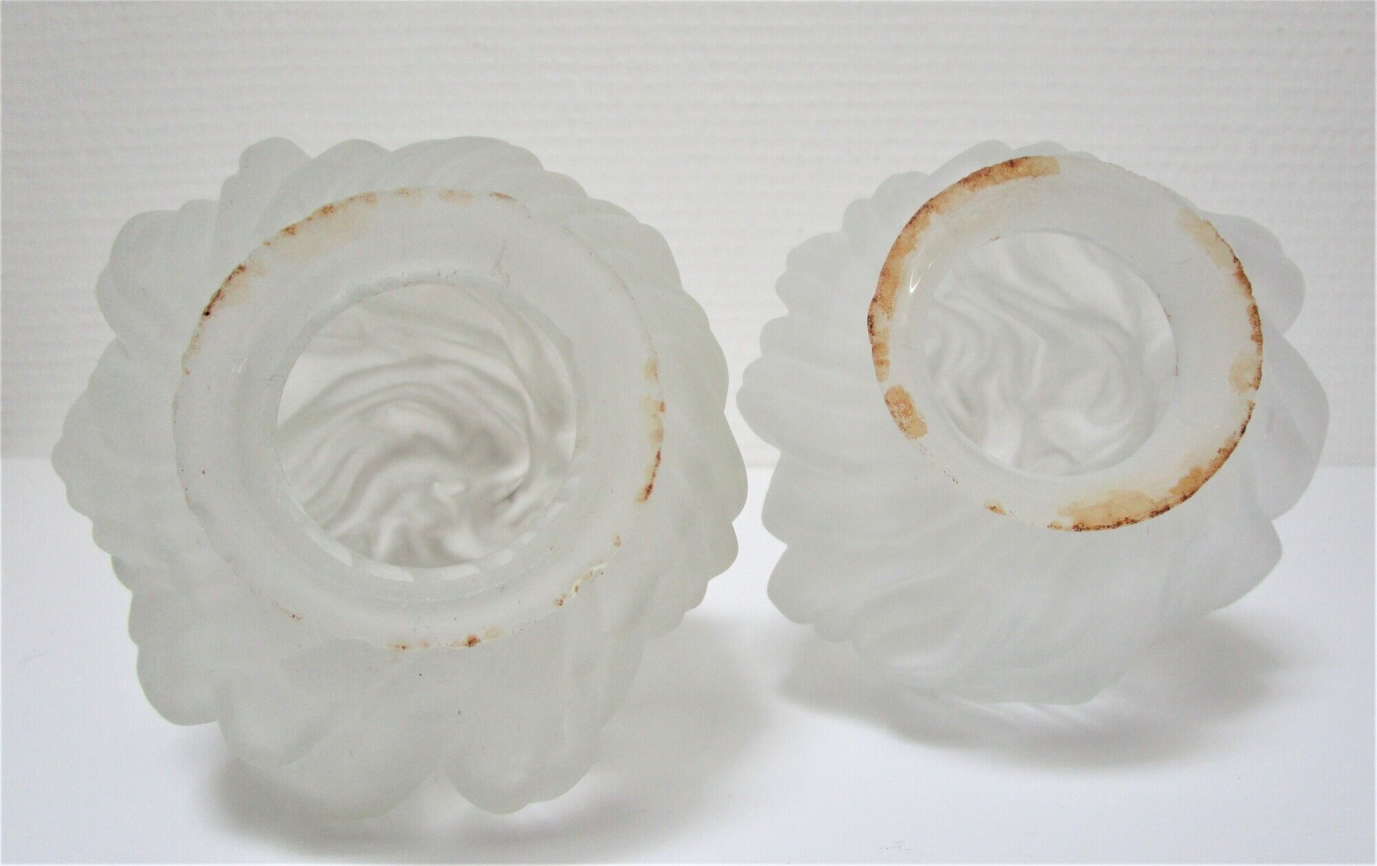 Pair of wall lamps torch glass flame and metal early XXth